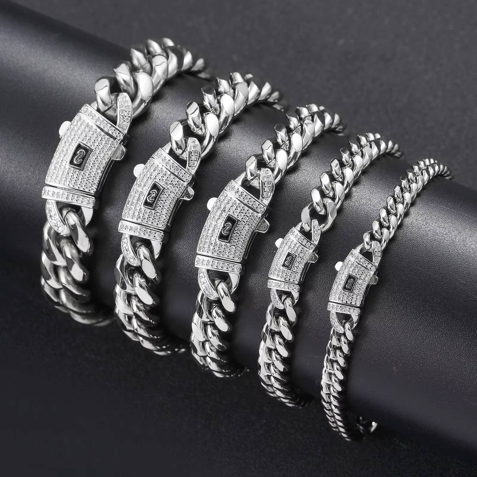 BES 14K 18K Gold 6mm14mm Miami Cuban Bracelet Hip Hop Stainless Steel Gold Monaco Cuban Link Chain Necklace for Men Women