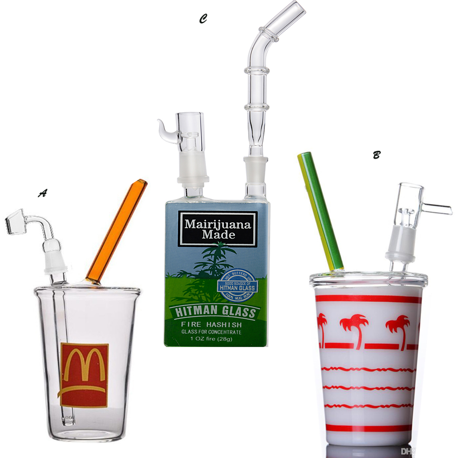 Small Bong Glass Bubbler Hookahs Juice Box Water Bongs Smoking Glass Pipe Beaker Water Pipes Nail Accessory With 14mm Joint