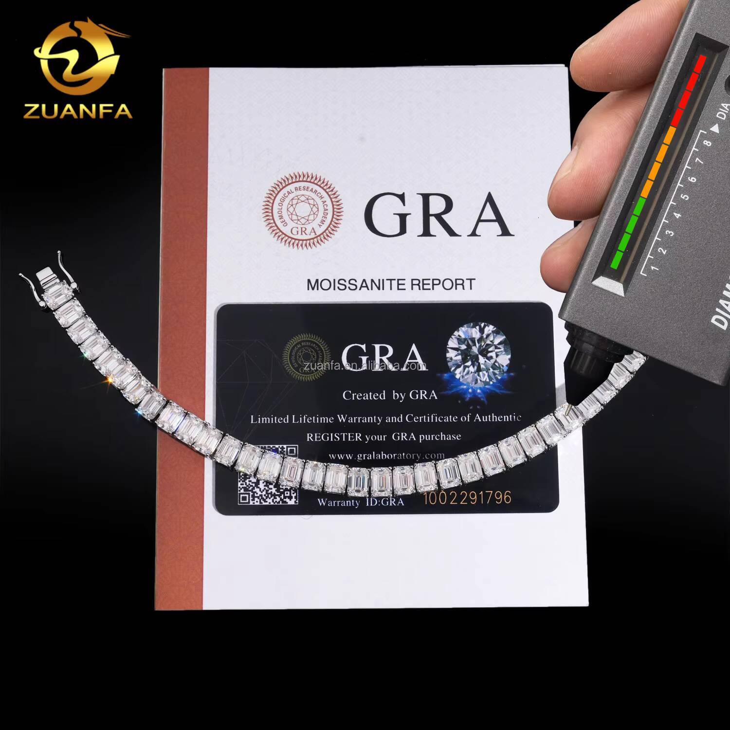 Drop Shipping Fashion Unisex Luxury S925 Sterling Silver Iced Out Hip Hop Jewelry Moissanite Emerald Cluster Tennis Bracelet
