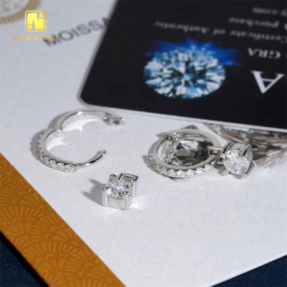 Factory Direct Hoop Earrings Ready Stock GRA Cheap Price Fine Quality Moissanite Stud Earring for Women Moissanite Jewelry