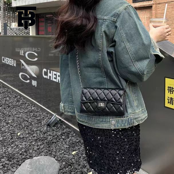 TB BHULAMTE Designer Luxury Chanel Style Coin Purse Versatile Mini Square Bag High-end Black Bag Single Shoulder Crossbody Quilted Chain Bag Free Ship