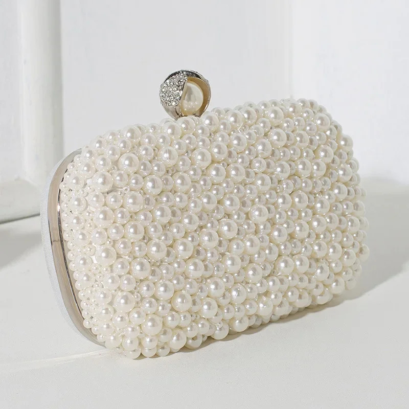 Simple and Fashionable Womens Temperament Inlaid with Large Pearls Handmade Bead ed Bag Handheld 250901