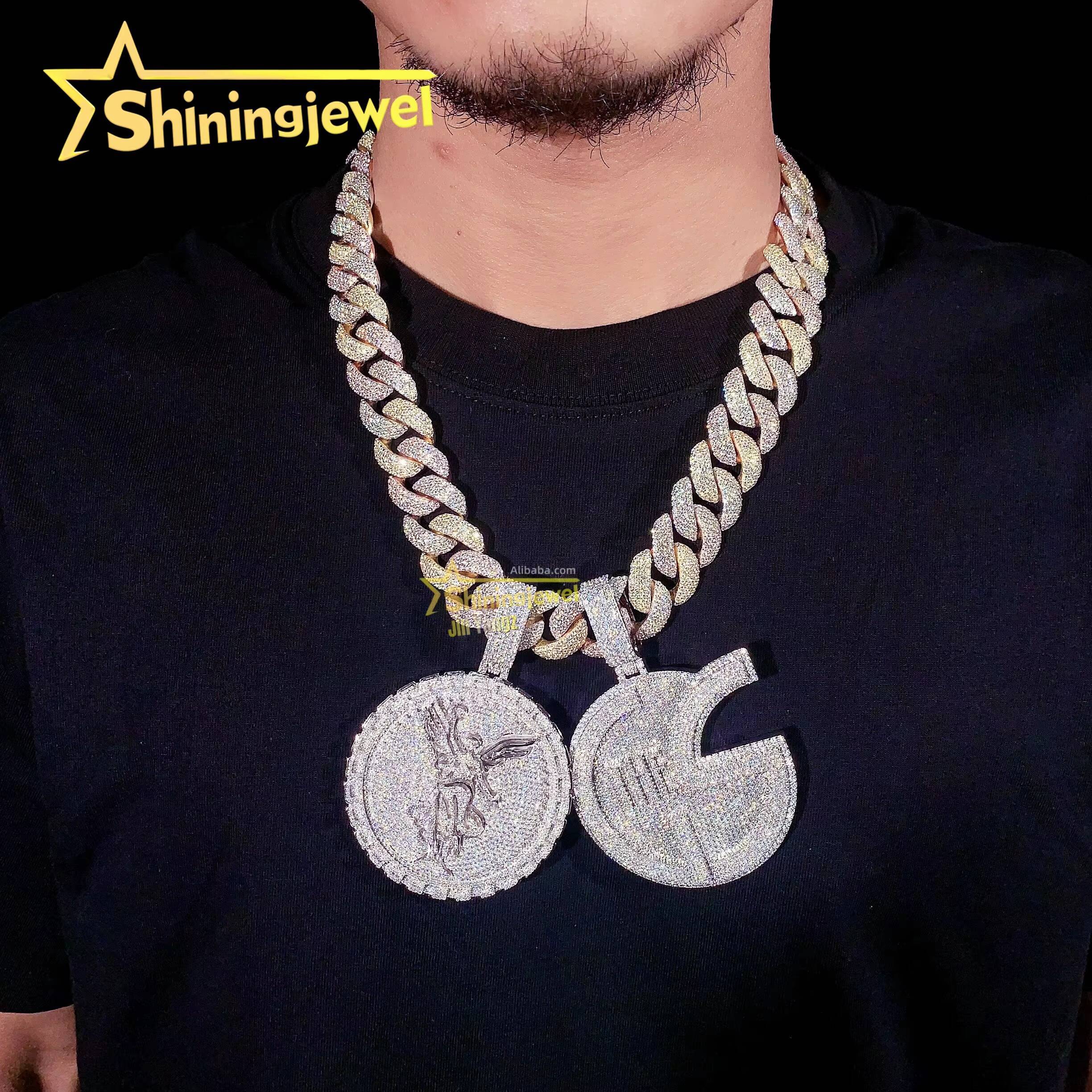 Rainbow Plated 20mm Cuban Links 3 Tone Plated Top Quality Chunky Heavy Rapper Jewelry Iced Out Moissanite Diamond Cuban Chain