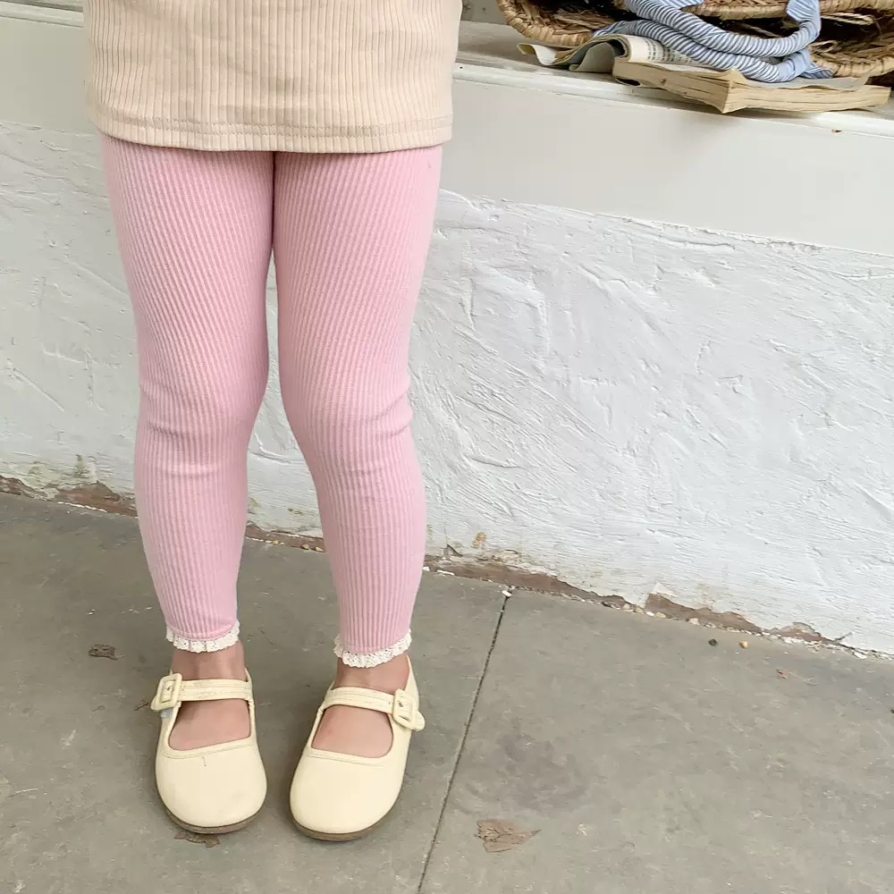 456 Girls' Underpants Outerwear Spring Children's Stretch Lace Long Pants with Holes