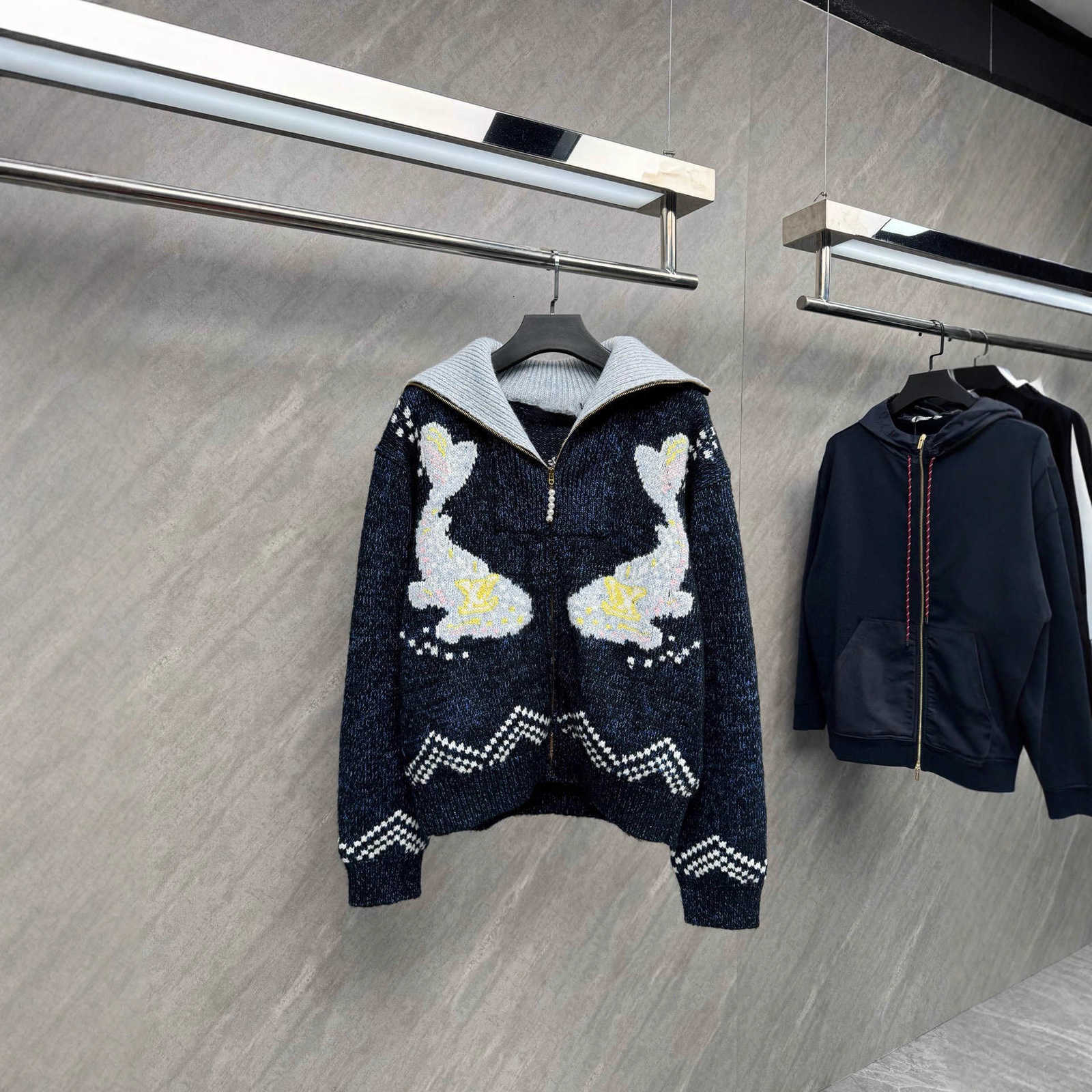 Men's Jackets Designer 25 New Heavy Floral Zipper Knitted Jacket Unisex