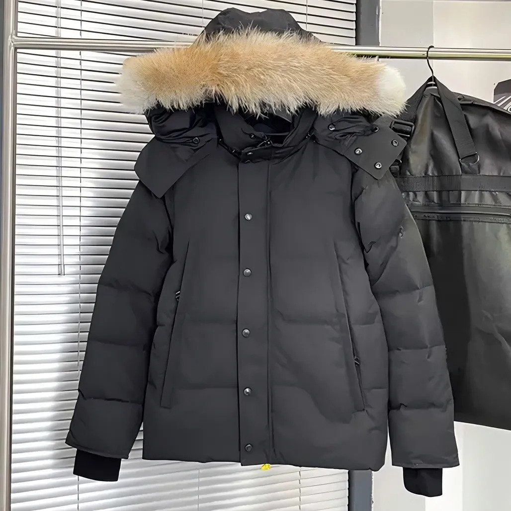 Mens Winter jacket Wyndhamy Canada Men Down Jacket Coat Real Big Wolf Fur Women Wyndham Overcoat Clothing Fashion Goosecoat Winter Jacket Outerwear Parka Doudoune