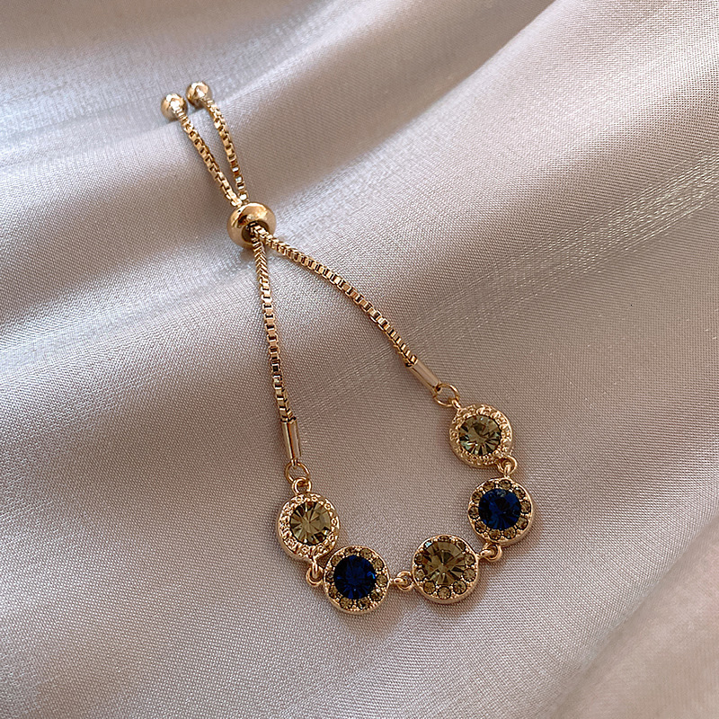 Real Gold Plated Fashion Personality Sparkling Dia Korean Dongdaemun Elegant Bracelet Simple Internet Celebrity Jewelry for Women