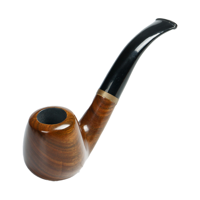 New Solid Wood Dry Pipe Smoking Craft Brown Ebony Smooth Engraved Handmade Tobacco Pipe-Model 661