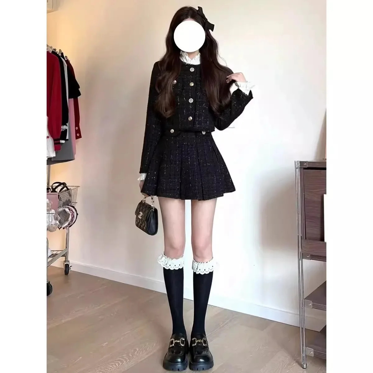 HighEnd Tweed Style Womens Suit Dresses Spring Autumn Season FeelNiche Socialite Jacket Matching Set Fashionable Chinese Lands 250901