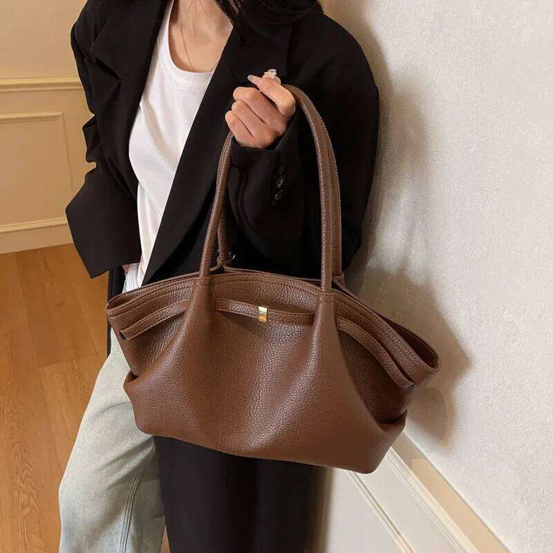 LEFTSIDE Big Short Handle PU Leather Tote Bags For Women 2024 Y2k Ladies Shoulder Bag Females Retro Simple Handbags And Purses