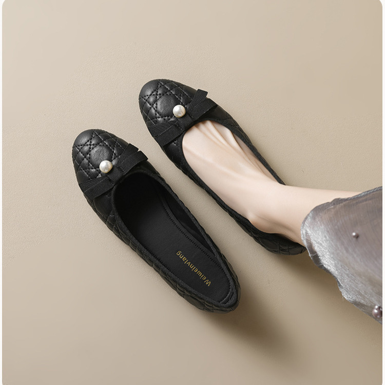 Commuting Flat Shoes Summer And Autumn Women's Shallow Mouth Single Shoes Soft Sole Butterfly Bow Single Shoes Round Toe Summer And Autumn Design