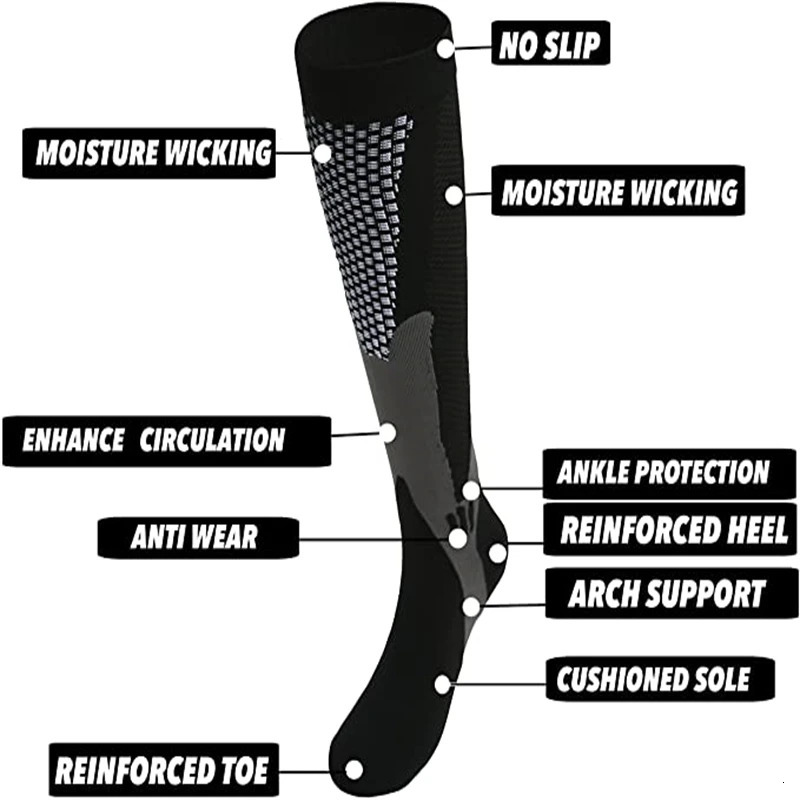 SXXL 3 Pairs PackSocks Compression Socks 30 Mmhg Fit For Medical Edema Diabetes Varicose Veins Running Sports Socks Size XXL 250901