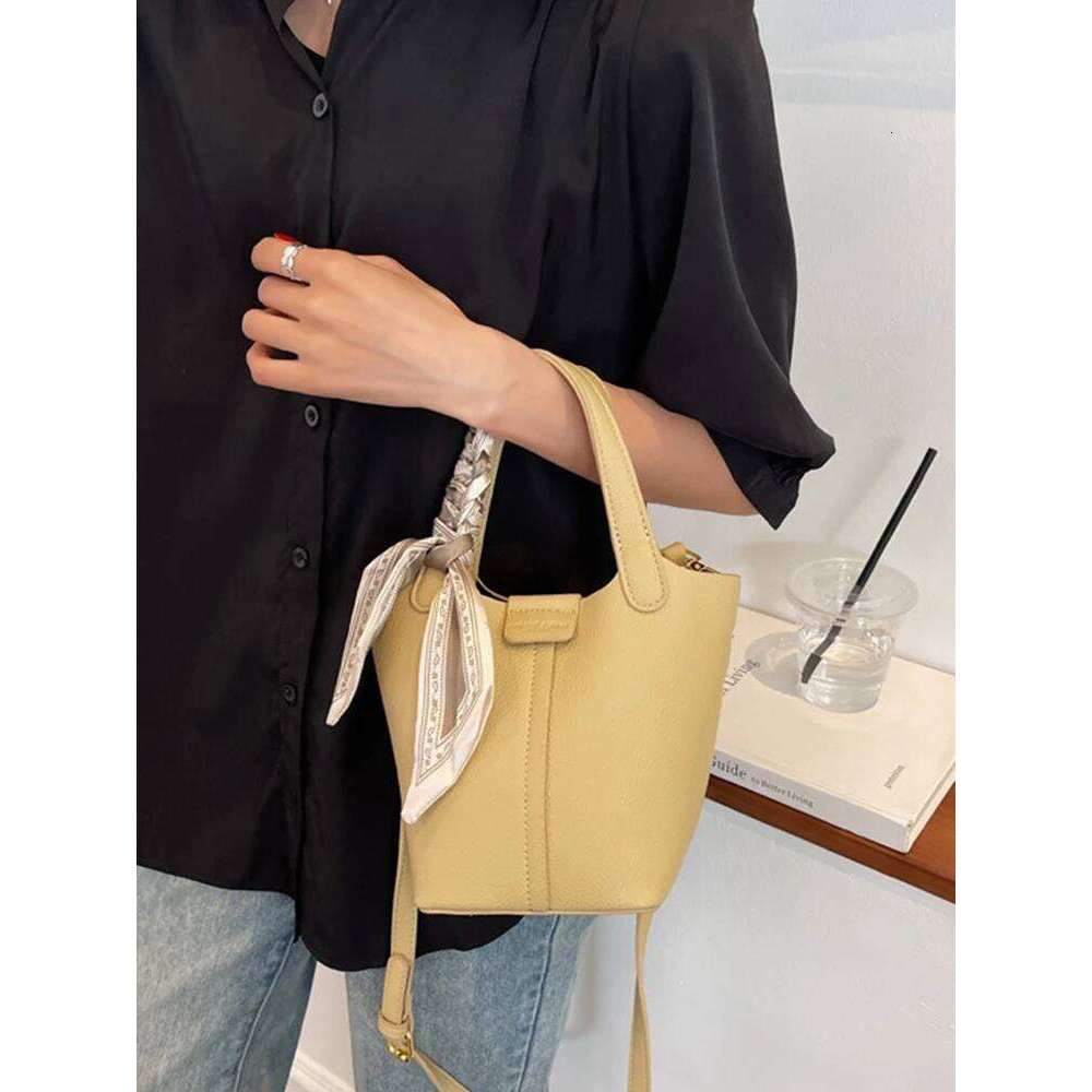 designer bag luxury bag Classical Scarf Bucket Women Handbag Green Fashion Designer Pu Leather Shoulder Crossbody Shopper Female Tote Bag