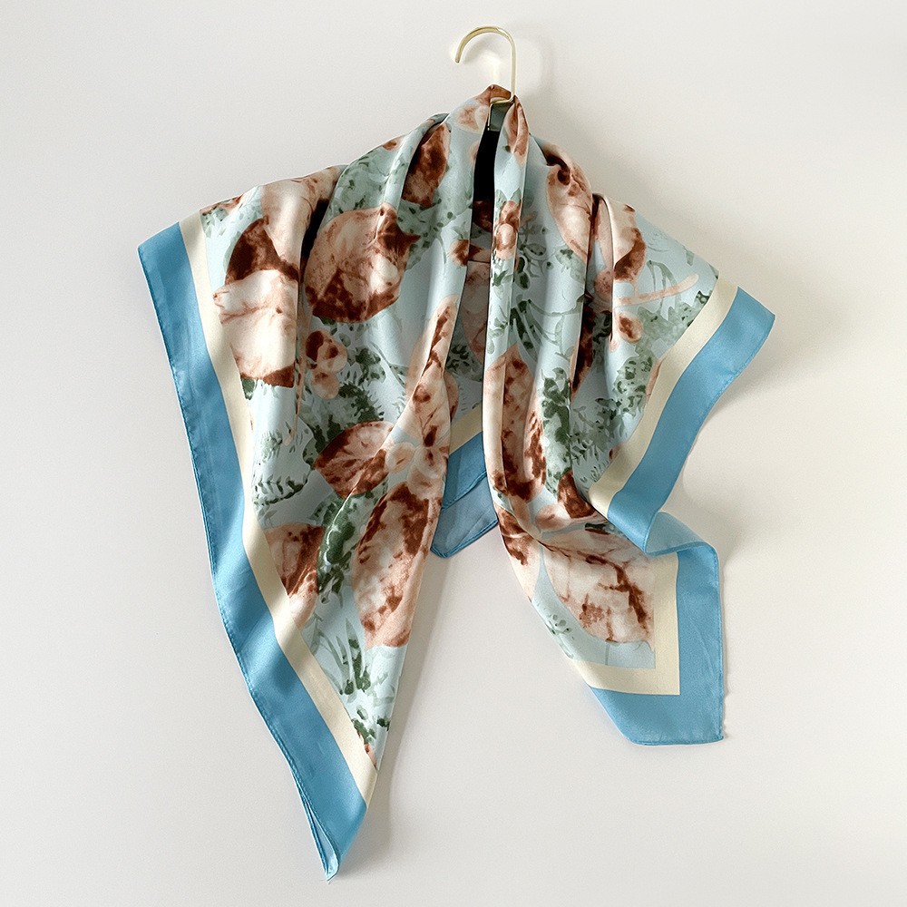 K1772 European and American striped silk scarf, versatile, light luxury sunscreen shawl, neck scarf