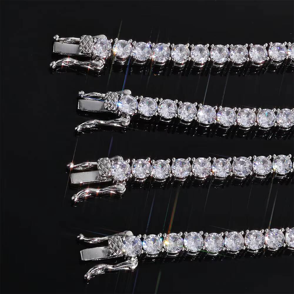 New Arrival 925 Sterling Silver Hip Hop VVS Moissanite Bracelet 4mm Clover Tennis Chain Gift for Men Women Jewelry