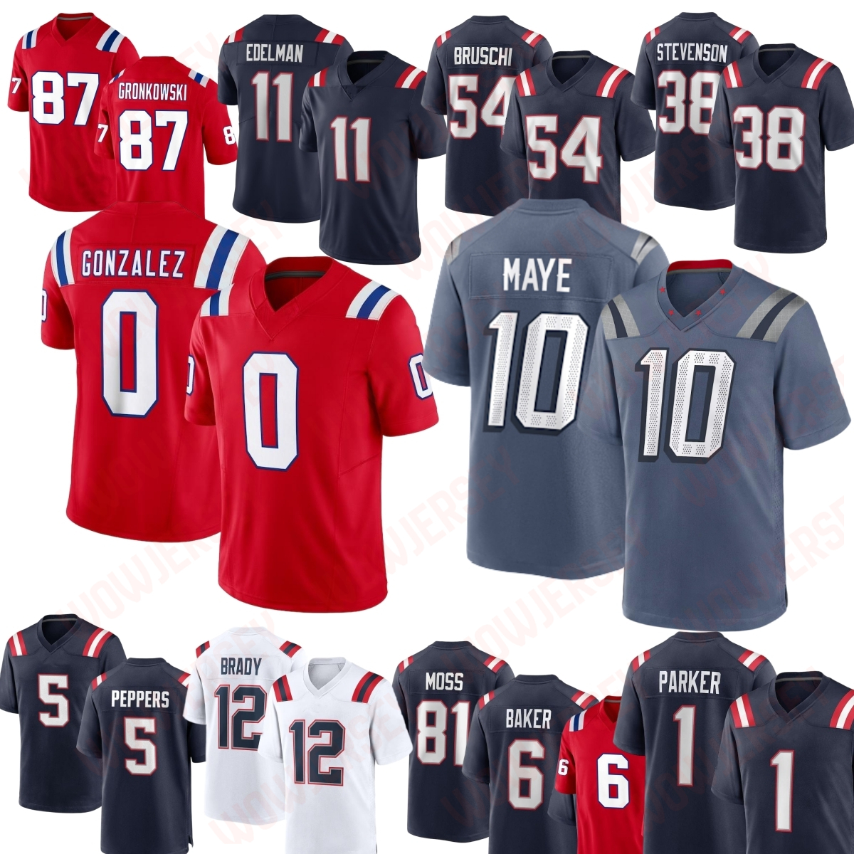 2025 NE Drake Maye Christian Gonzalez TreVeyon Henderson Football Jersey Tom Brady Stevenson Demario Douglas Hunter Henry Will Campbell Kyle Williams Diggs Vrabel