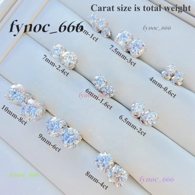 Classic Diamond Stud Earring 0.5ct 1ct 2ct 3ct 4ct VVS Moissanite 18k Gold Plated Silver Moissanite Stud Earring