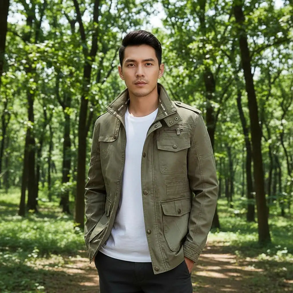 Autumn Mens Military Jacket Casual Man Stand Collar Cotton Business Coats Men Multipocket Windbreaker Jackets Clothing 7XL250831 - view 6