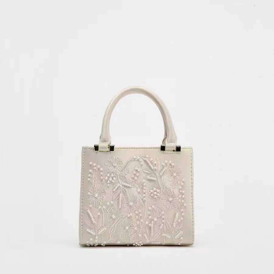 Fashion Floral Embroidery Square High Quality Tote Large Capacity Women's Handbag Lady Purse Shoulder Messenger Bag