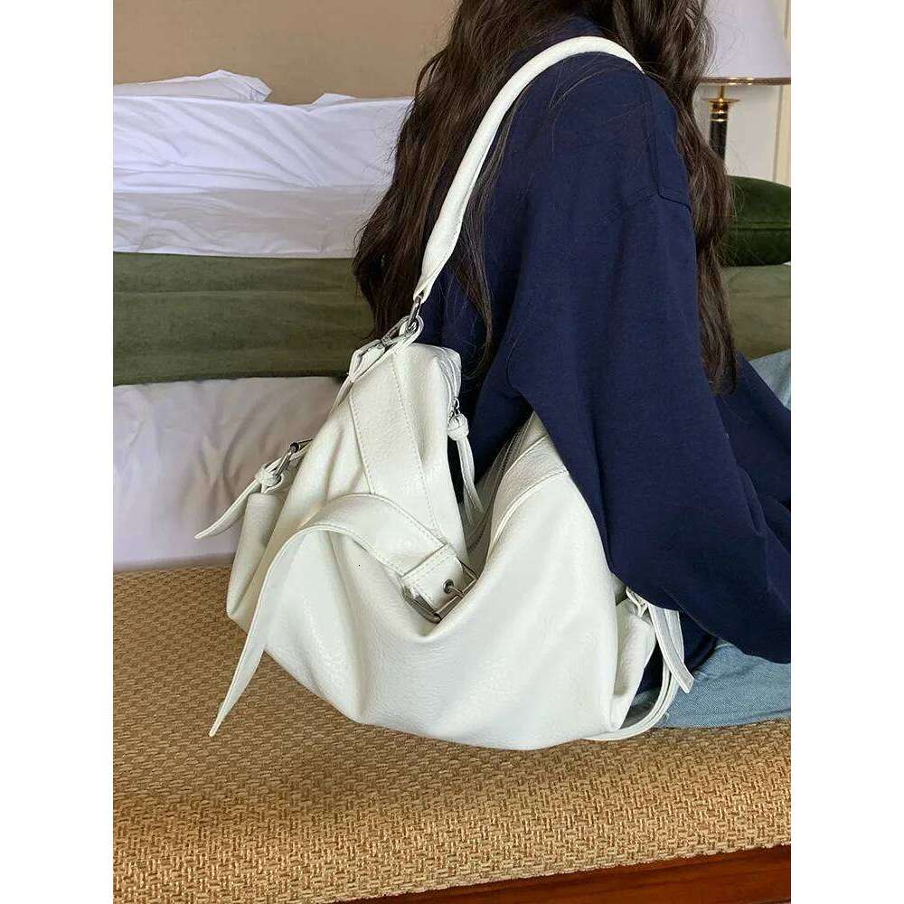 Y2k Vintage Women Crossbody PU Leather Shoulder Messenger Bag For Women's Big Tote Large Commuter Female Handbag