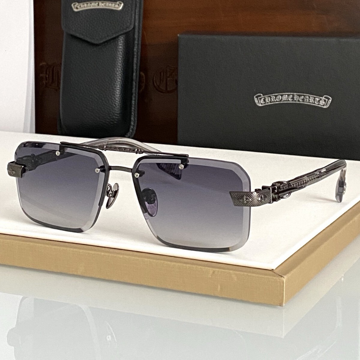 designer sunglasses luxury glasses for men women high quality boutique stylish frameless trendy uv protection chrome hearts heartsglasse chromehearts M96I