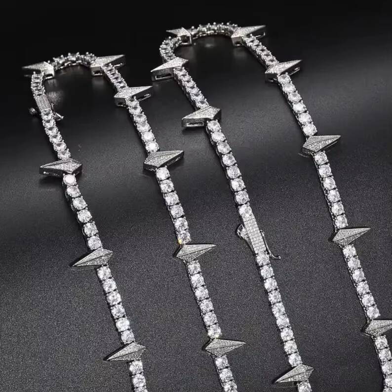 Fully Iced Out Moissanite Diamond Tennis Chain Punk Choker Necklace Bracelet Hip Hop Jewelry Customized Jewelry Gift for Men