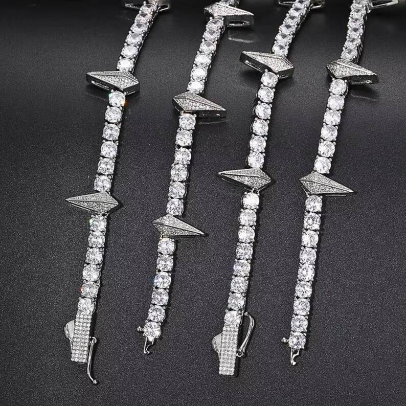 Fully Iced Out Moissanite Diamond Tennis Chain Punk Choker Necklace Bracelet Hip Hop Jewelry Customized Jewelry Gift for Men