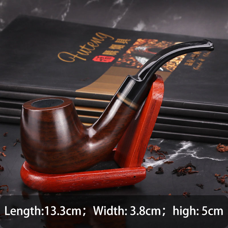 Top Grade Ebony Wood Pipe Tobacco Handmade Smoking Pipe Vintage Bent Engarved Smoke Pipe Accessory
