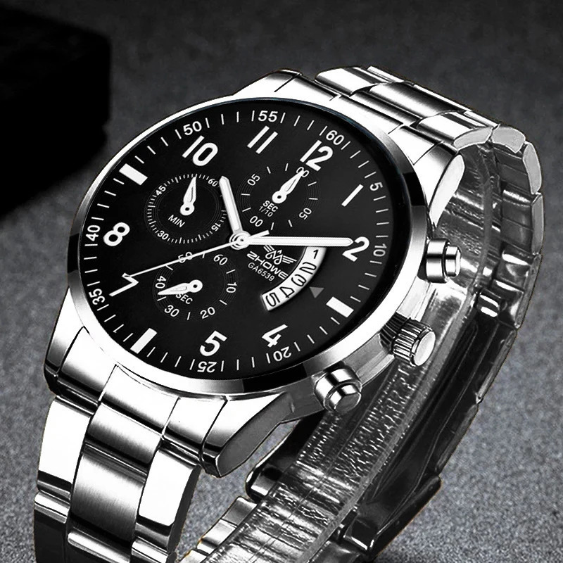1PC Mens Watch Fashion Business Calendar Mens Steel Belt Watch Mens Christmas Valentines Day Gift 250901