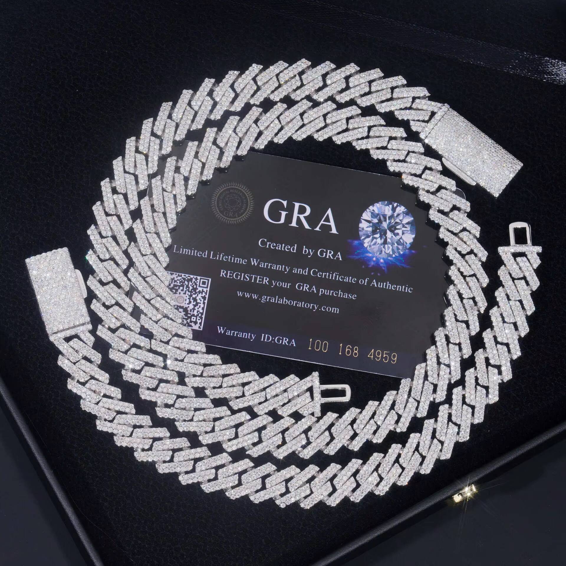 12mm Fashion Cuba Necklace 925 Silver Full Diamond Bracelet Personalized TwoRow Moissanite Hot CrossBorder Foreign Trade Item