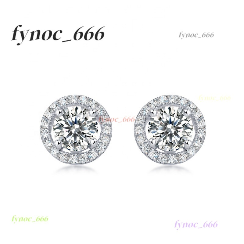 Fine Jewelry Sterling Silver Round Cut Diamond Earrings White Gold Color Moissanite Diamond Stud Earrings for Women
