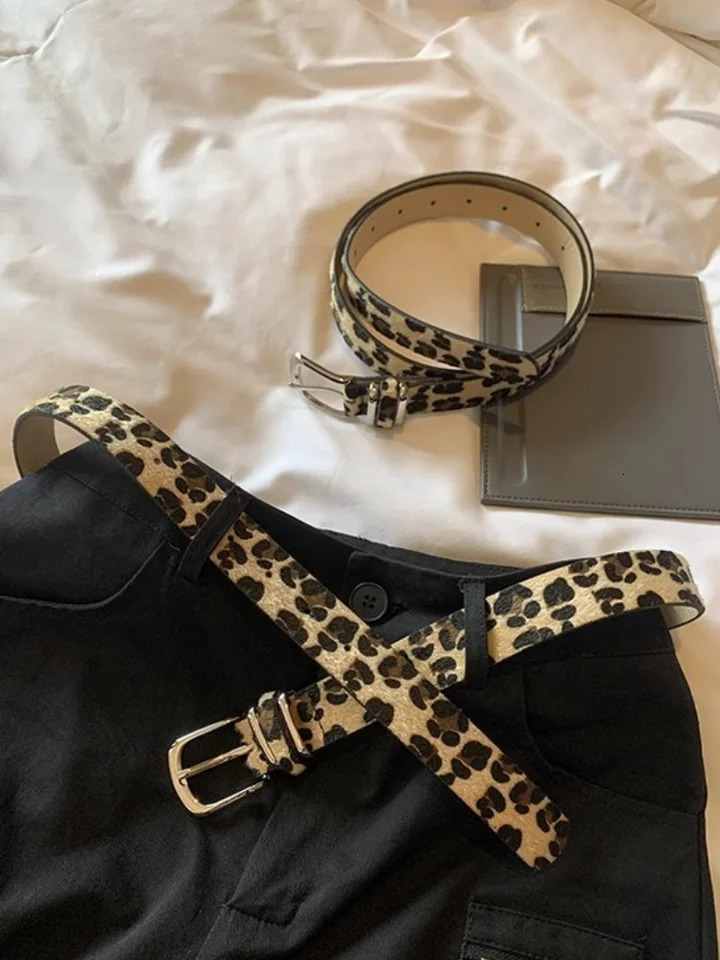 Y2K Leopard Print Belt Pattern Pu Leather Belts Jeans Pin Buckle Closure Waistband Men Women Adjustable Cool Belt 250901