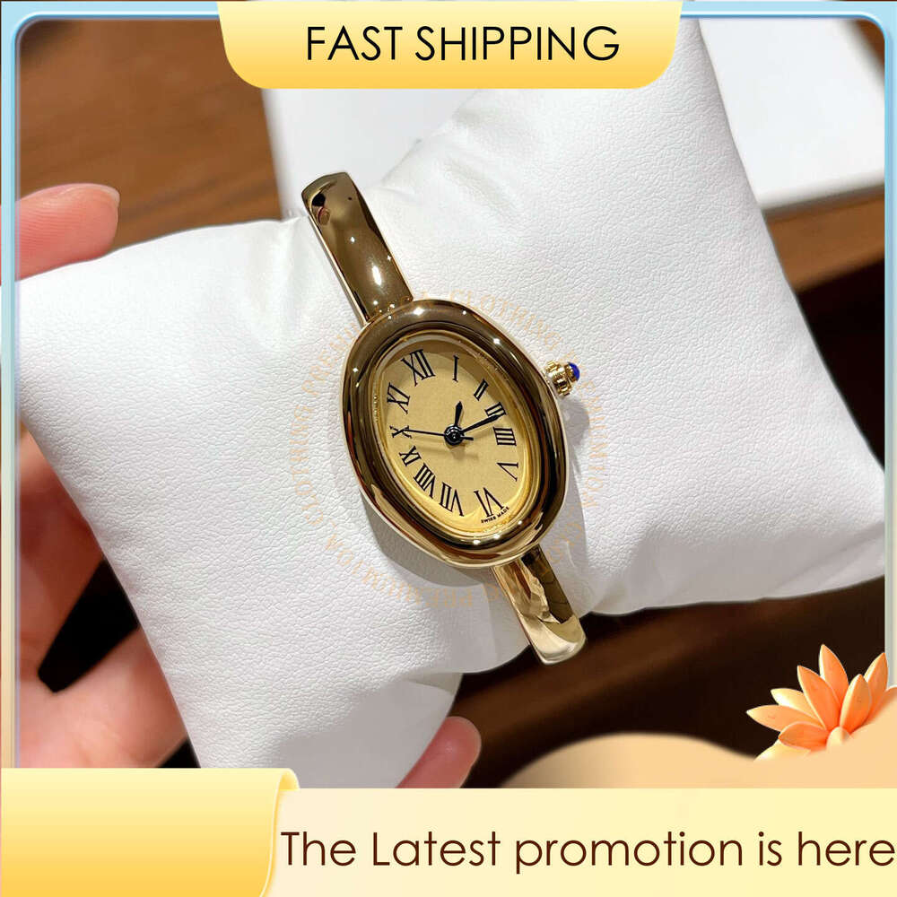 Designer Watch High Quality Metal Design Oval Digital Classic Watch For Women Christmas Ladies' Watch Bath Series Coconut Round Watch Blue Silver Needle Watch 78c