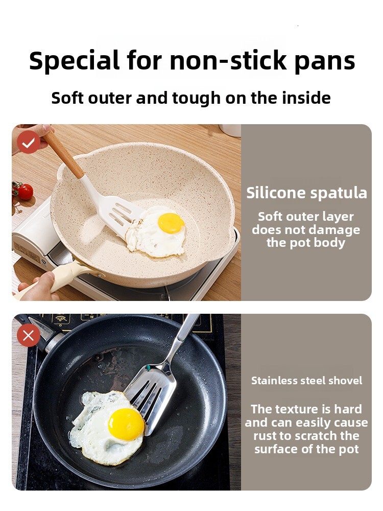 Silicone Non-Stick Pan Special Household Small High-Temperature Resistant Frying Soup Stir-Frying Spatula Wooden Spoon Set