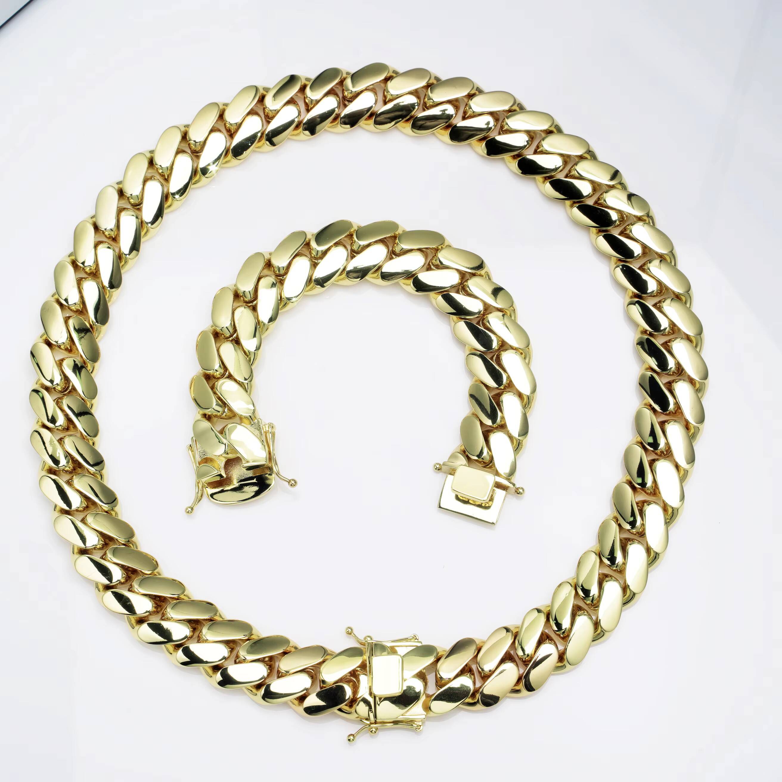 Miami Cuban Chain moissanite chain necklace 10k 14k Gold cuban link chain fashion jewelry necklaces