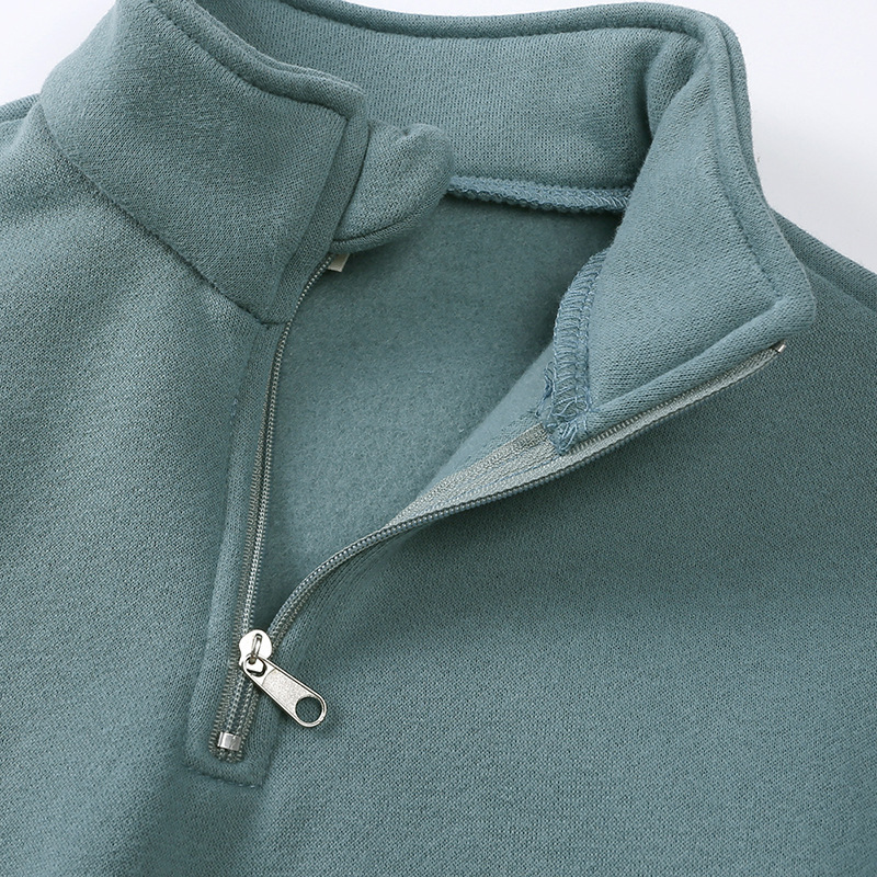 Korean version of new winter clothing set for boys and girls fashionable high neck half zipper top leg binding pants fleece casual set 231030