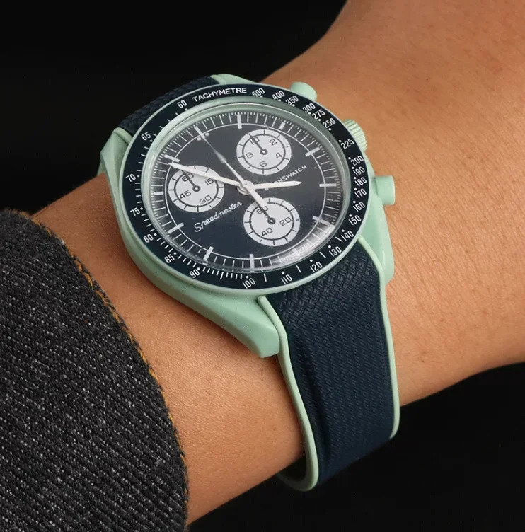 Curved End Strap 20mm for X Joint Moon Sport Silicone Rubber Folding Buckle Watch Band 300 250829