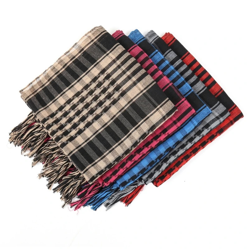 Stylish Shemagh Scarf Fringed Checker Arab Shawl for Men Women Muslims Dustproof Headwrap Desert Neckscarf 250901