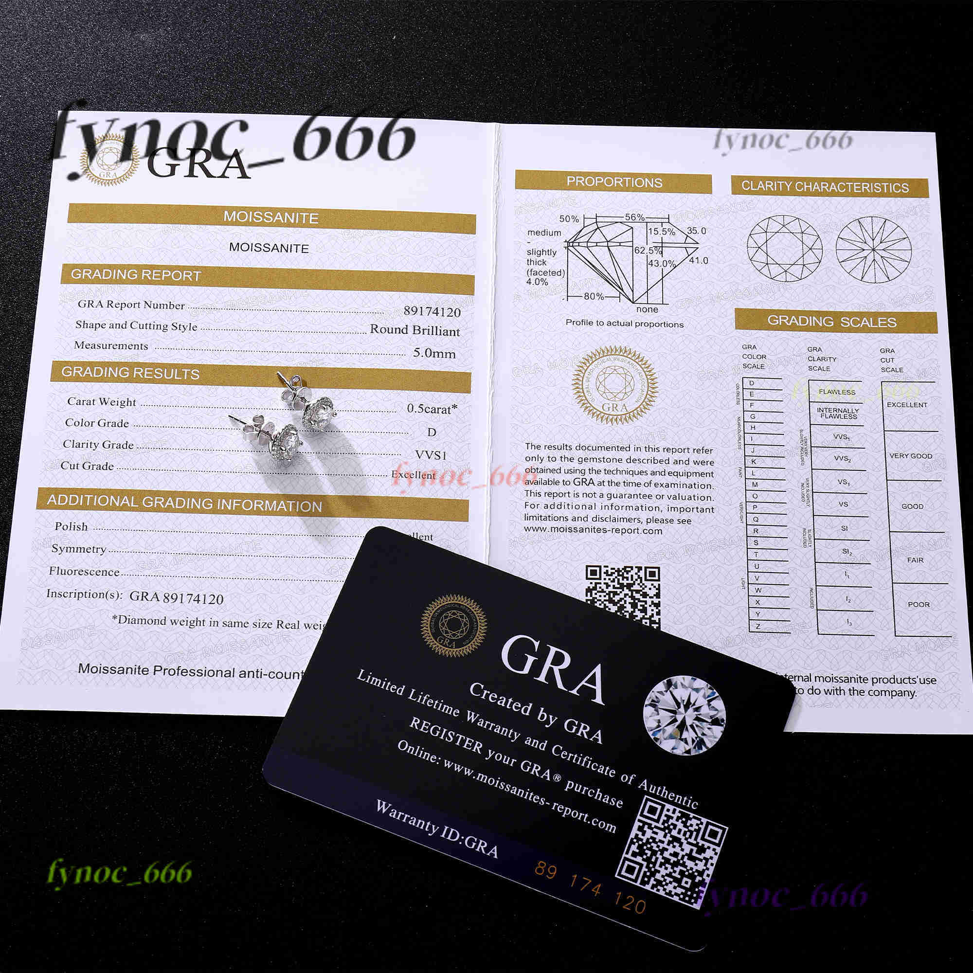 0.5ct GRA Moissanite Diamond Jewelry Simple Round Shape Single Stone 925 Silver Stud Earrings Fine Jewelry