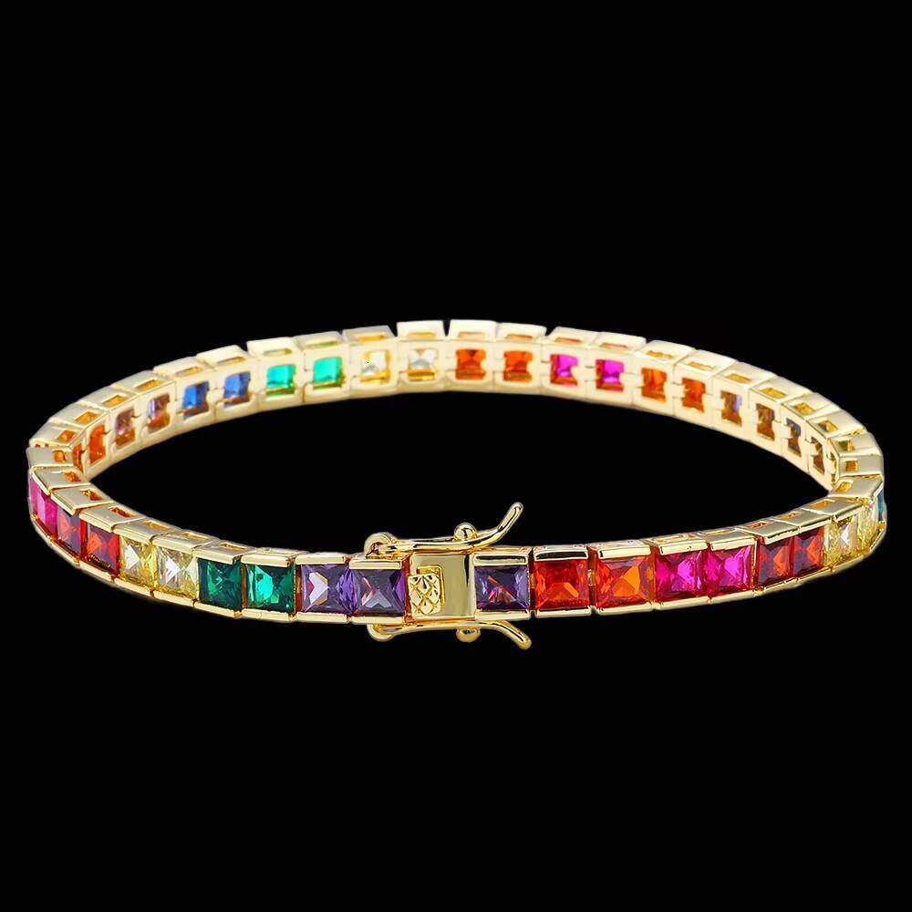 Luxury Geometric CZ Tennis Chain Necklace Square 5A Cubic Zirconia Iced Out Bling Necklace Safety Clasp Party Jewelry for Women