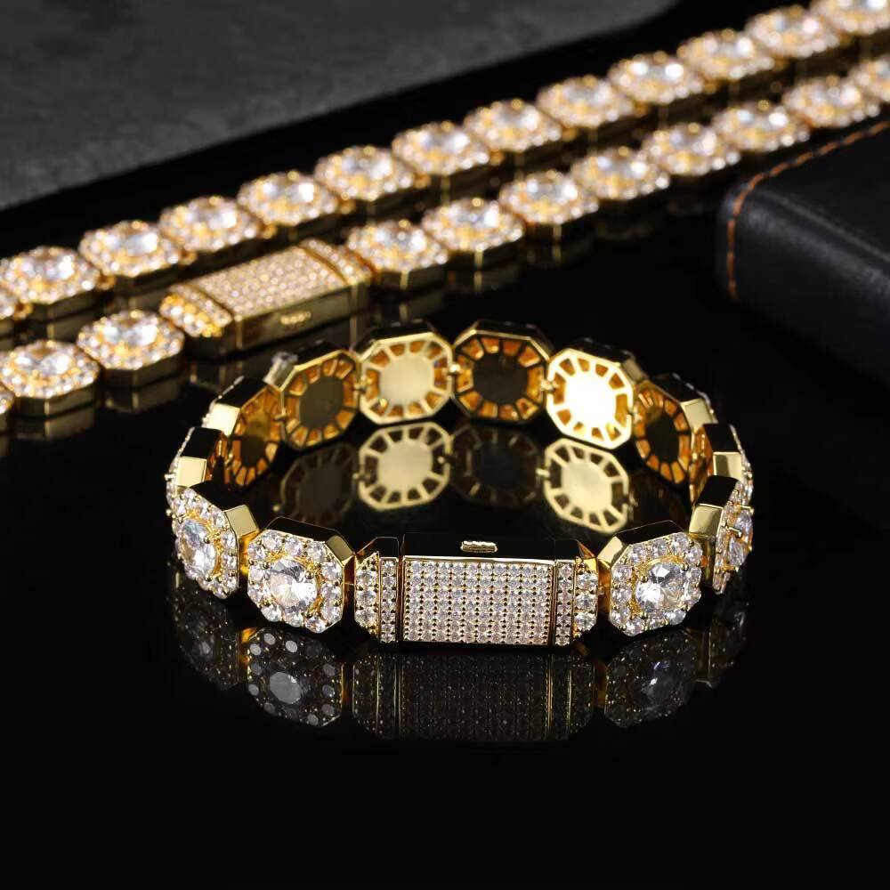 Hip Hop Luxury Men Women Choker Necklace Bling Lab Diamond CZ Paved 10mm Clustered Tennis Chain Necklace
