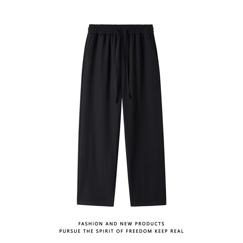 Mens Lightweight Pants Casual Solid Color Sweatpants Straight Drawstring Breathable Baggy Loose Pants Streetwear Trousers Men 250702