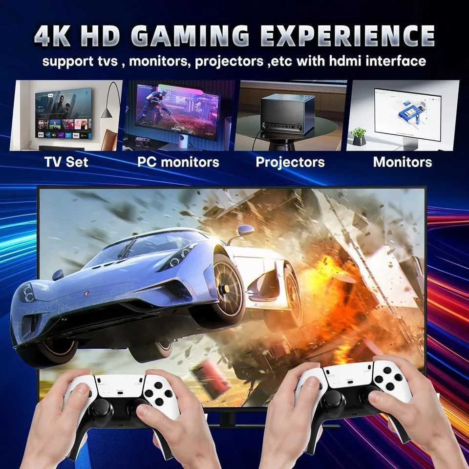 128G Game Stick M15 4K Video TV Game Console Wireless Gamepads Video Game 64G 4000050000 Classic Arcade Games HD Twoplayer D250901