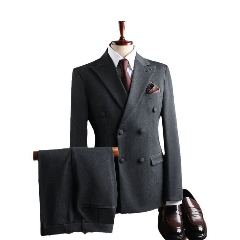 H855Men's three-piece suit double-breasted casual men's suit groom