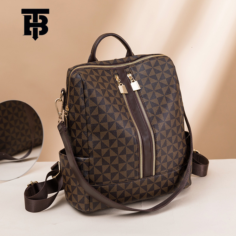 TB BHULAMTE Designer Fashion Printed Backpack Luxury Women's Bag New 2025 Korean Version Large Capacity Retro Anti-theft Backpack Multi-functiona