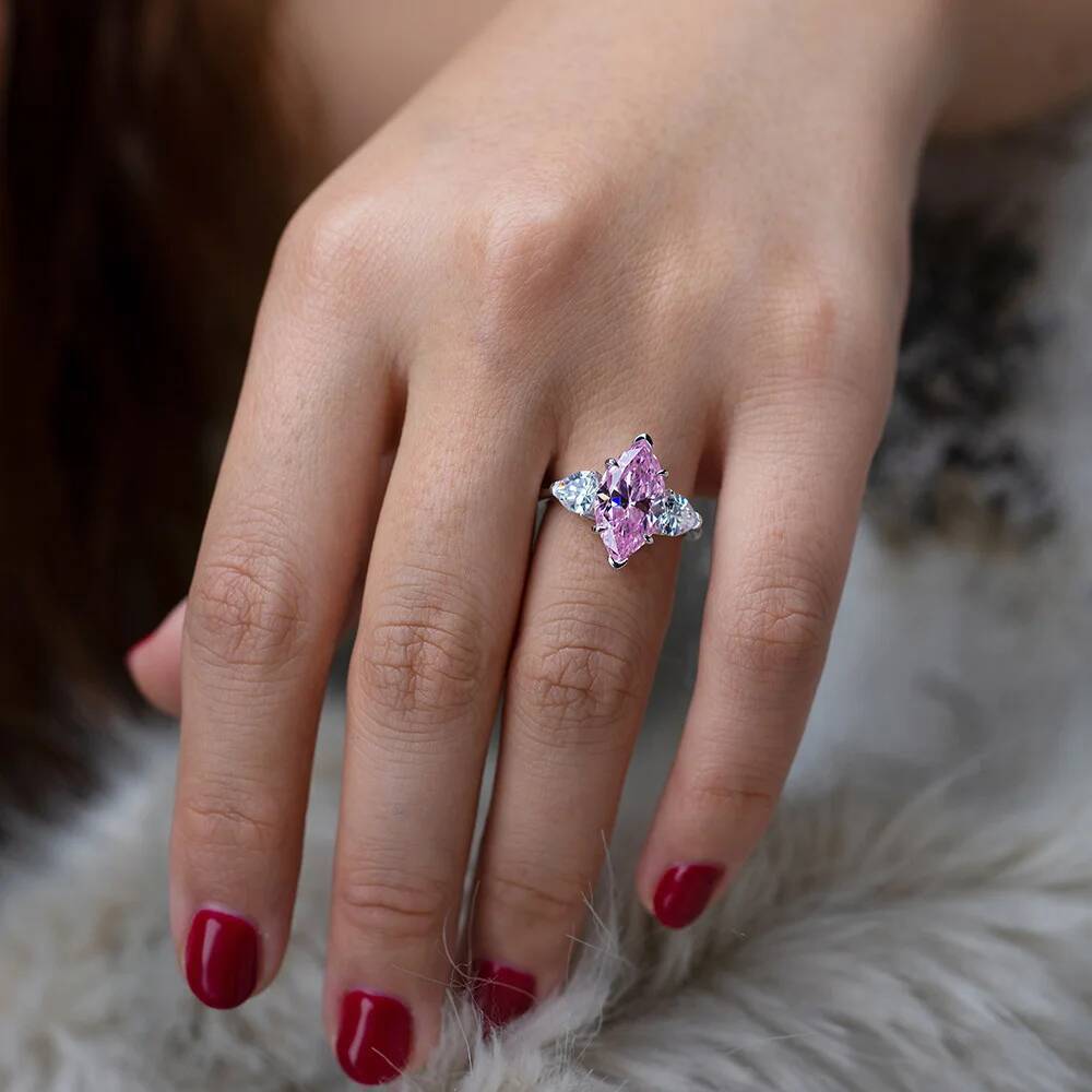 New Charms 814mm 6ct Topaz Pink Quartz Sapphire Rings for Women S925 Silver Gemstone Lab Diamond Ring Party Fine Jewelry Gift