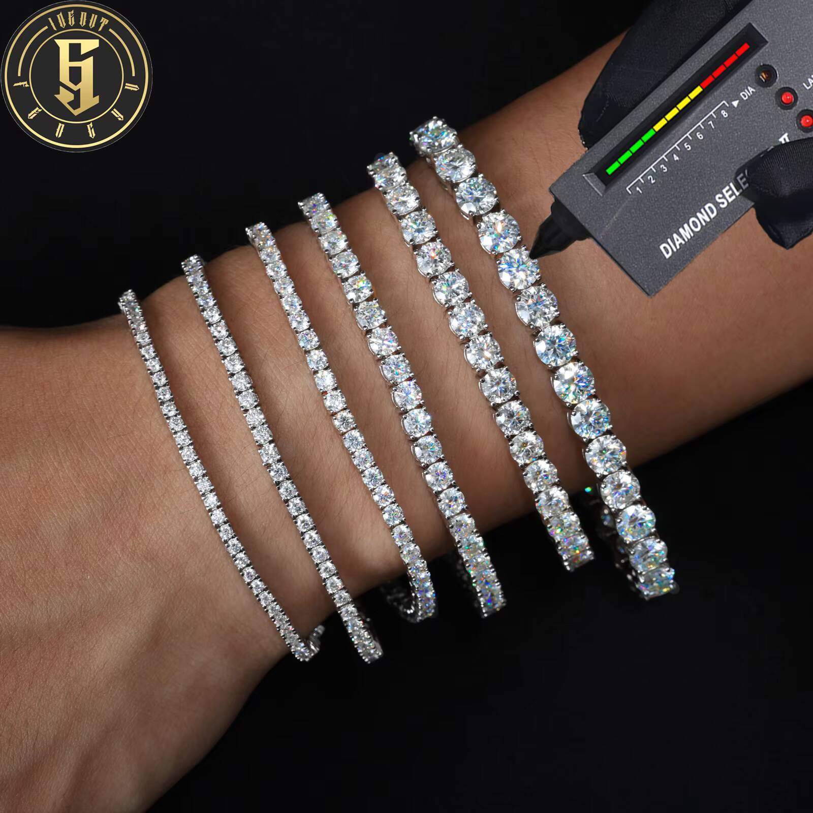 Fine Hip Hop Jewelry White Gold Plated 925 Sterling Silver VVS Moissanite Diamond Iced Out Tennis Chain Bracelet for Men Women