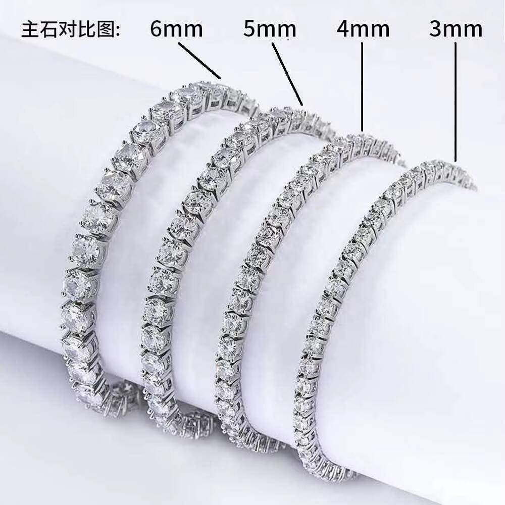 Hip Hop Moissanite Diamond Tennis Bracelet for Men Fashion Chain Link Bracelets Women 925 Sterling Silver Bracelet Wholesale