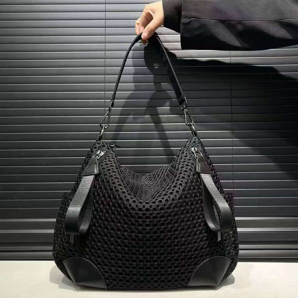Ladies' Fashionable And Casual Nylon Mesh Shoulder Bag With Large Capacity Retro Ing Splicing Diagonal Cross Handbag