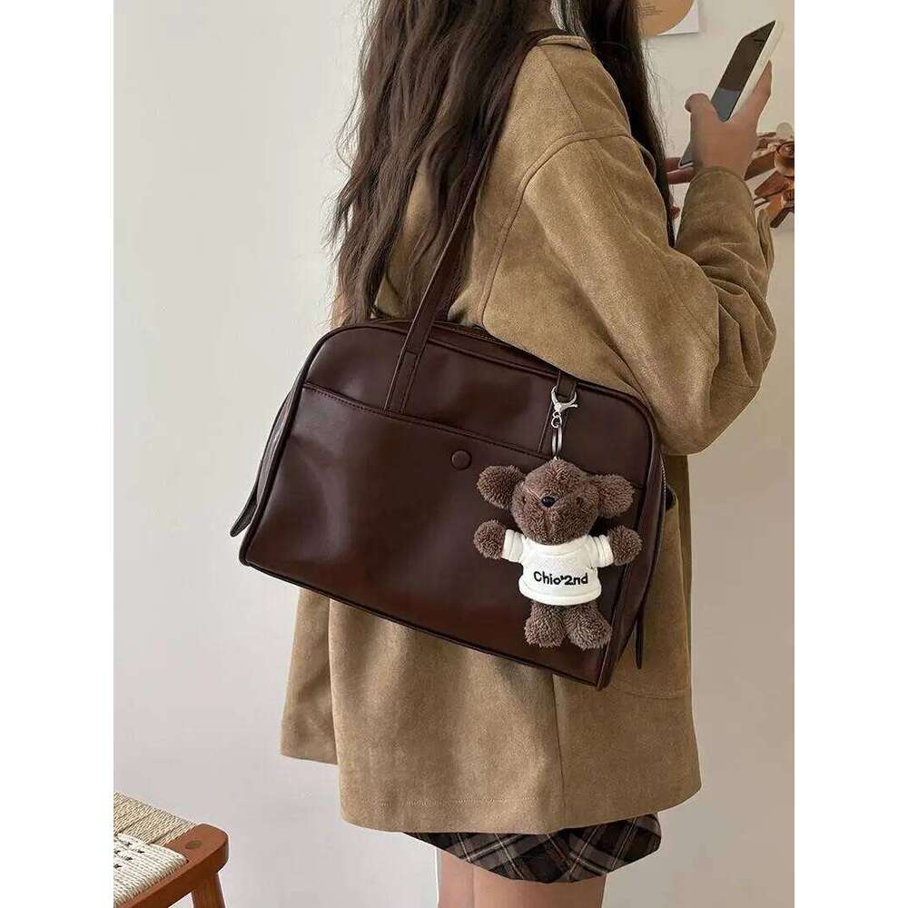 Korean Sle Retro Tote Women's Oulder Bag Commuter Handbag Large Capaci Casual Faion PU Leather Zipper Closure